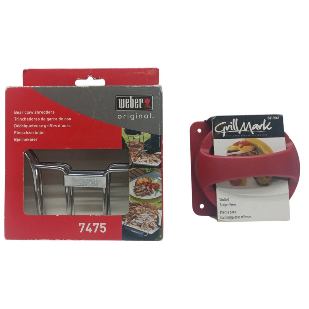 Weber Original 7475 Stainless Steel Bear Claw Shredder & Grill Mark Patty Press